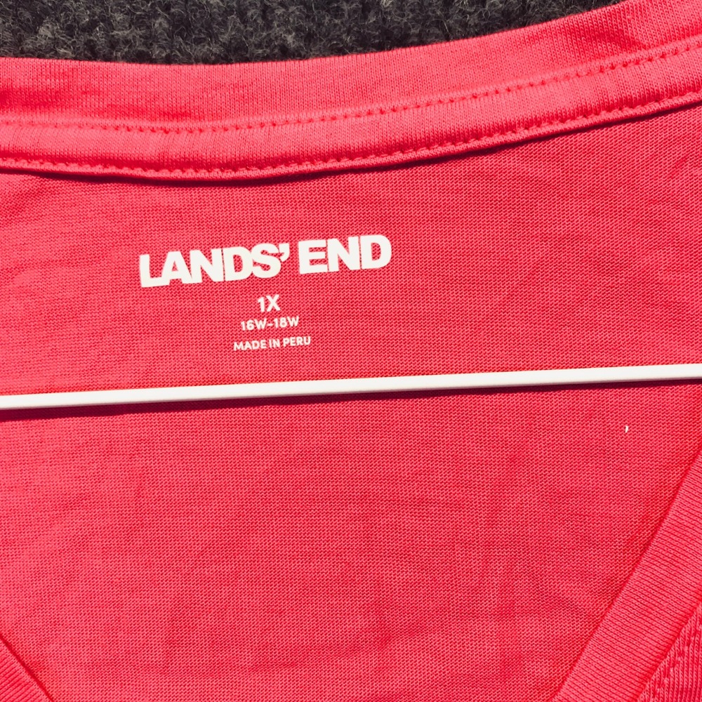 Lands End T-Shirt Womens 1X Pink Excellent V-Neck Short Sleeve Cotton 5641 - Picture 2 of 11